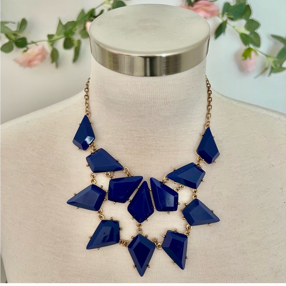 Blue Geometric Bib Necklace